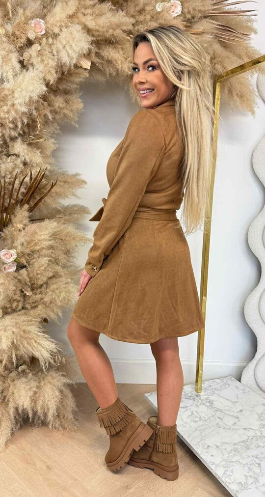 SUEDINE LUS DRESS CAMEL