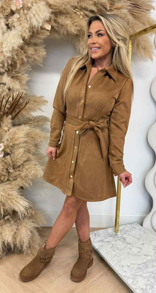 SUEDINE LUS DRESS CAMEL