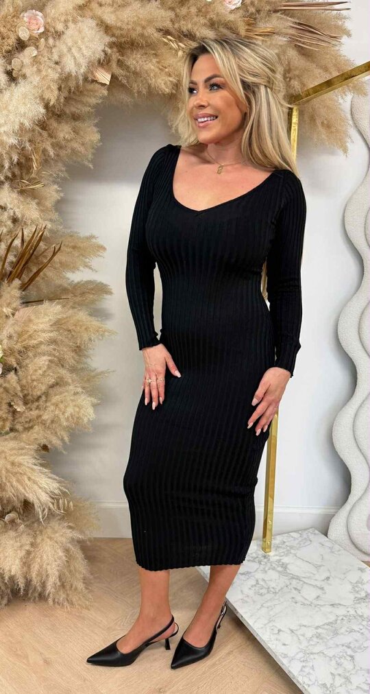 VENESSA RIB DRESS 6305 *H* BLACK VENESSA RIB DRESS 6305 *H* BLACK