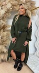 LONG KNITTED CARDIGAN + DRESS + BELT ARMYGREEN
