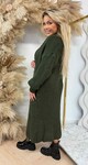 LONG KNITTED CARDIGAN + DRESS + BELT ARMYGREEN