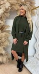 LONG KNITTED CARDIGAN + DRESS + BELT ARMYGREEN