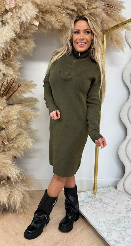 KAYLLA ZIPPER DRESS 5644 ARMYGREEN