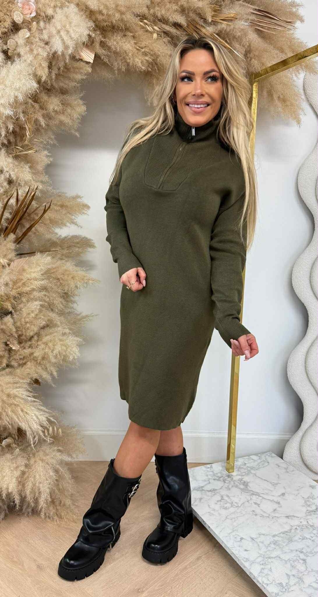 KAYLLA ZIPPER DRESS 5644 ARMYGREEN