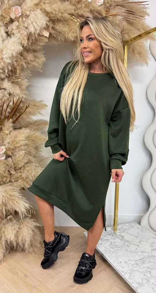 SPLITJES SWEATDRESS ARMYGREEN SPLITJES SWEATDRESS ARMYGREEN