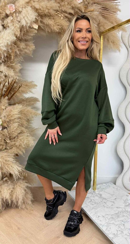 SPLITJES SWEATDRESS ARMYGREEN SPLITJES SWEATDRESS ARMYGREEN