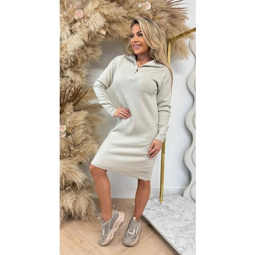 KAYLLA ZIPPER DRESS 5644 BEIGE