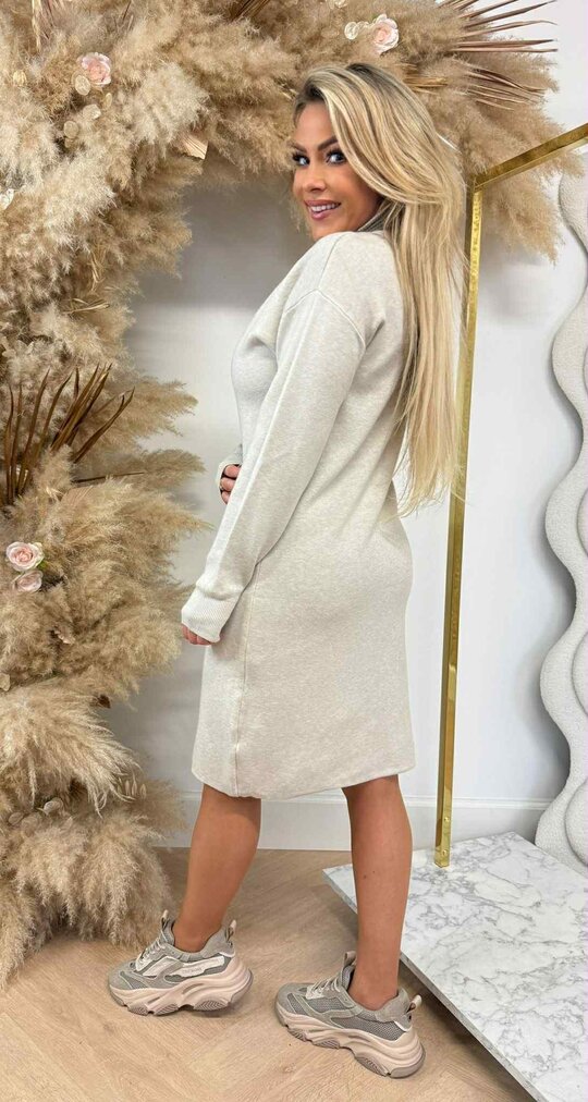 KAYLLA ZIPPER DRESS 5644 BEIGE KAYLLA ZIPPER DRESS 5644 BEIGE