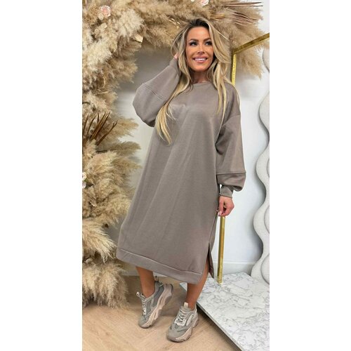 SPLITJES SWEATDRESS TAUPE