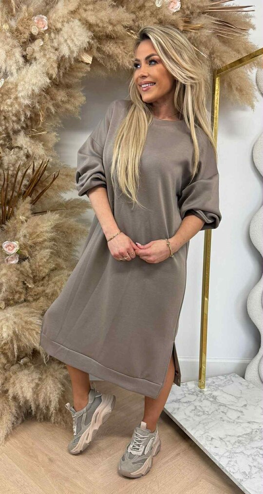 SPLITJES SWEATDRESS TAUPE SPLITJES SWEATDRESS TAUPE