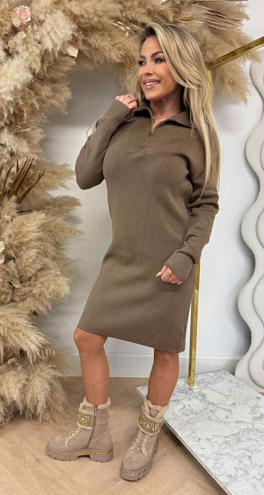 KAYLLA ZIPPER DRESS 5644 CHOCO