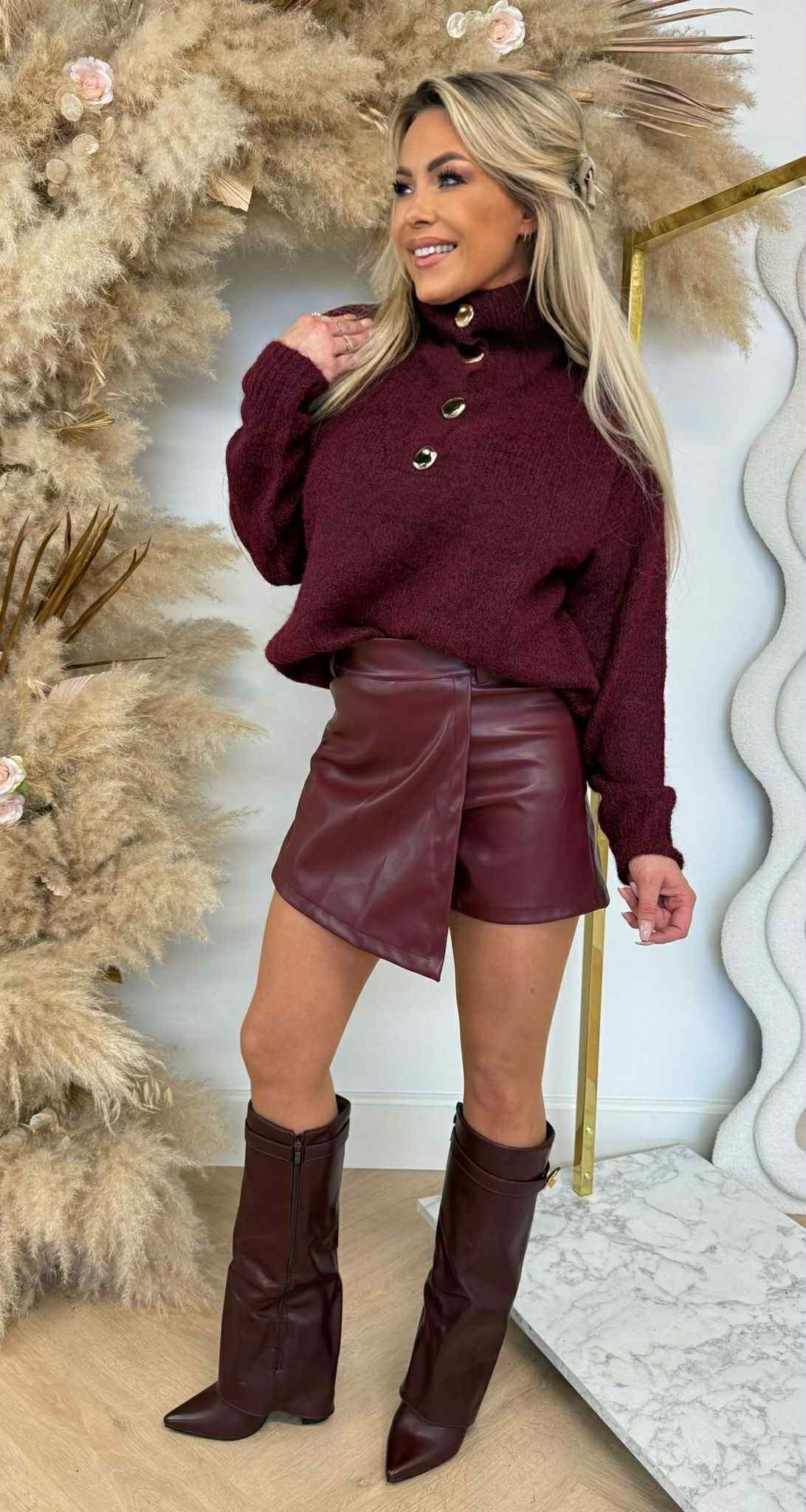 BUTTON GOLDY SWEAT P088 WINE