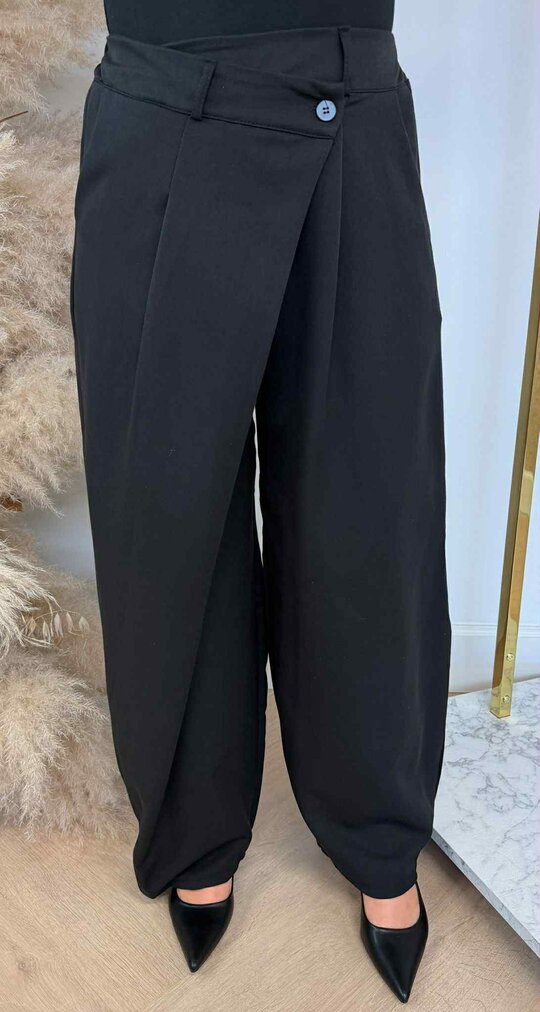 FOLIELOOK WIDE LEG PANTALON BLACK FOLIELOOK WIDE LEG PANTALON BLACK