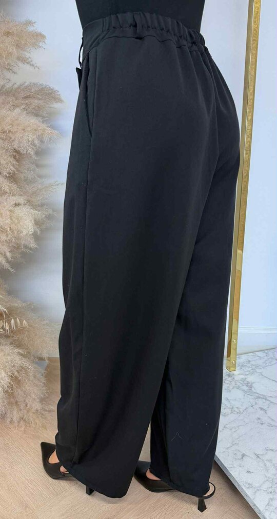 FOLIELOOK WIDE LEG PANTALON BLACK FOLIELOOK WIDE LEG PANTALON BLACK