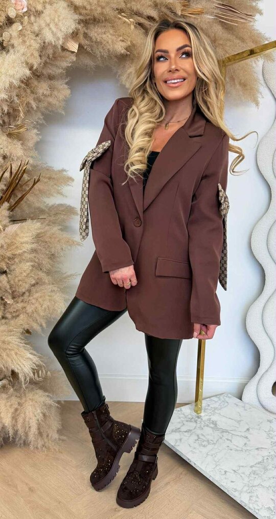 INSPIRED BOW BLAZER LIGHTCHOCO INSPIRED BOW BLAZER LIGHTCHOCO