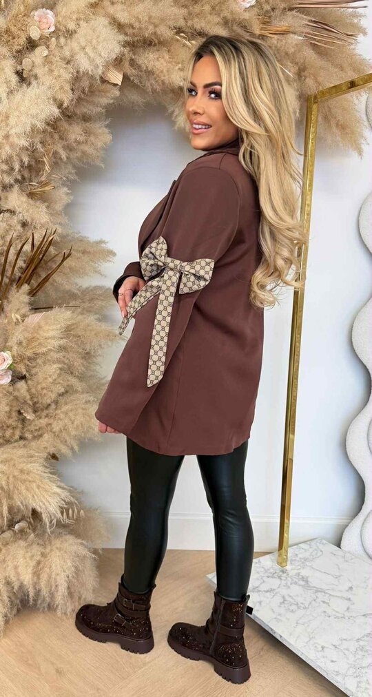 INSPIRED BOW BLAZER LIGHTCHOCO INSPIRED BOW BLAZER LIGHTCHOCO