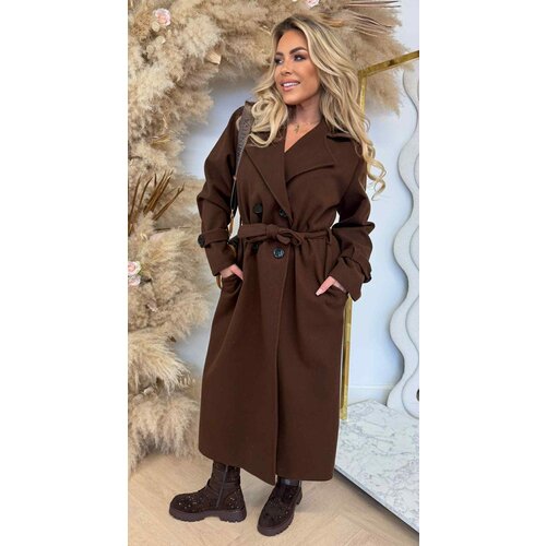 ANNA BASIC BUTTON COAT BROWN ANNA BASIC BUTTON COAT BROWN