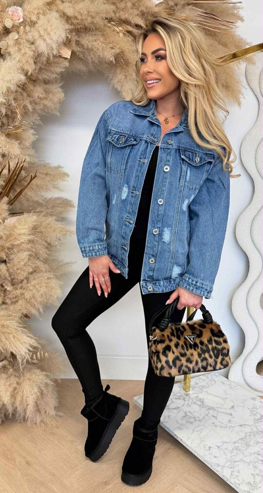 DAMAGDE DENIM JACKET 0565 DENIMBLUE