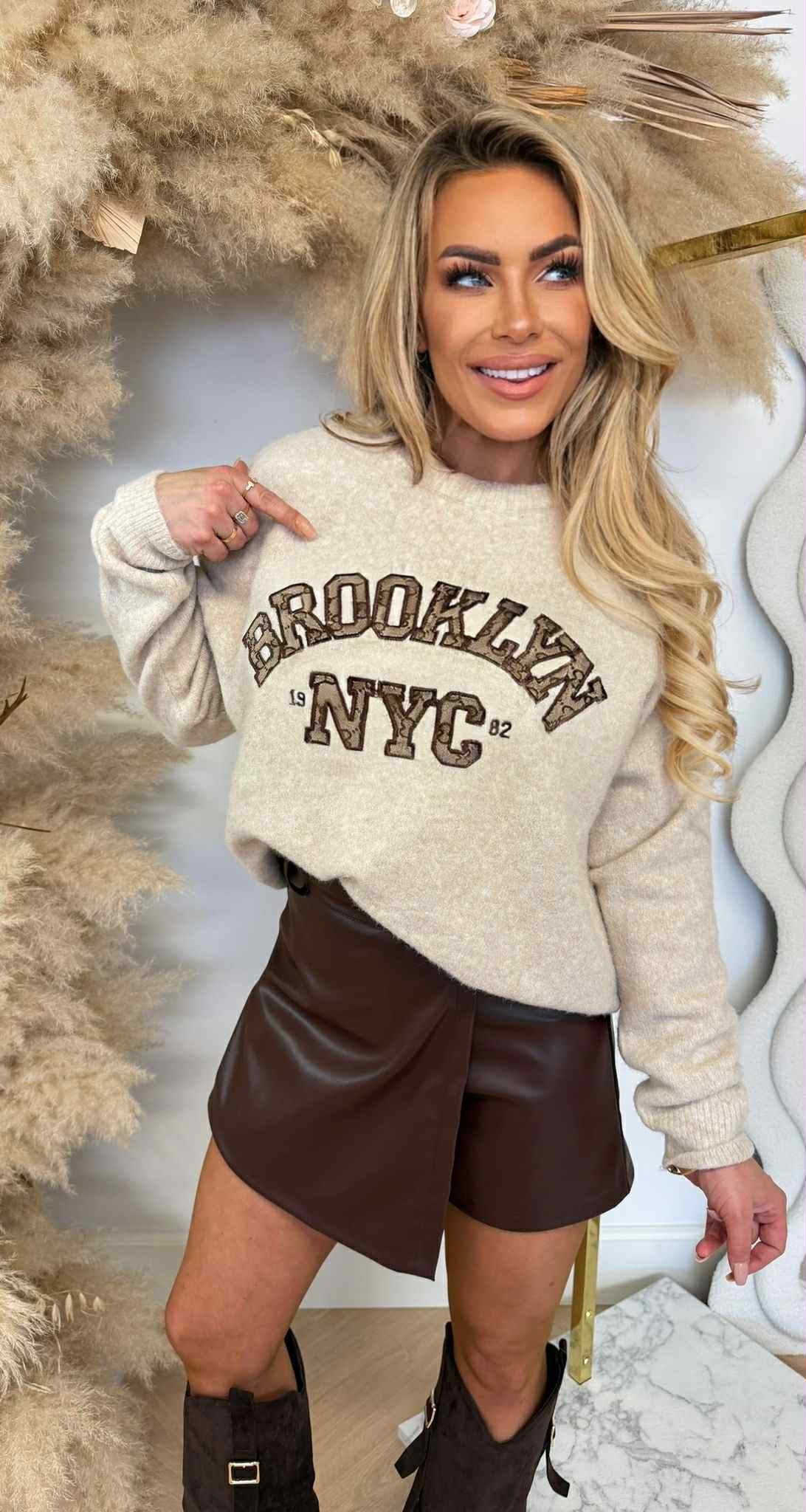 BROOKLYN GUC PRINT SWEAT 948 BEIGE