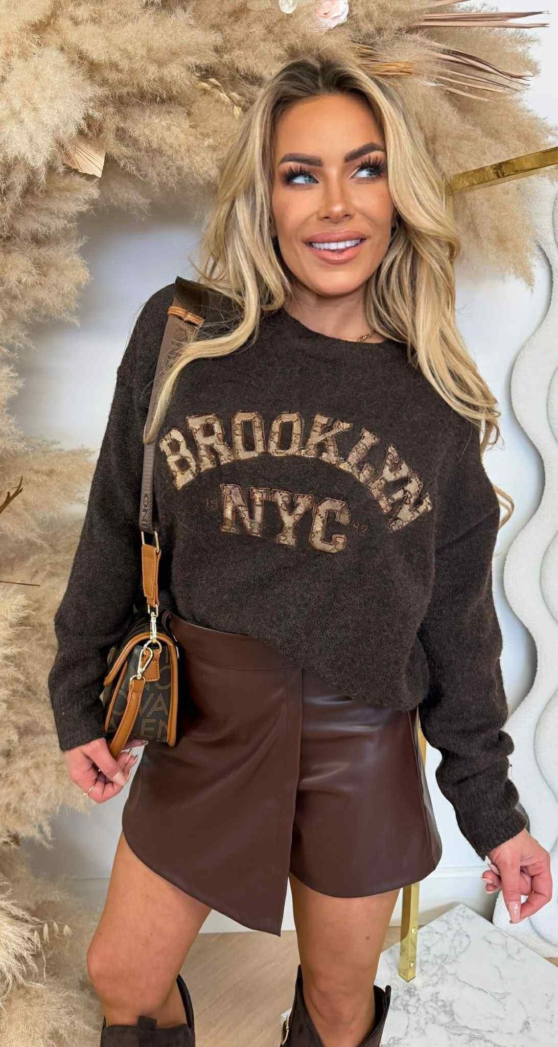 BROOKLYN GUC PRINT SWEAT 948 CHOCO