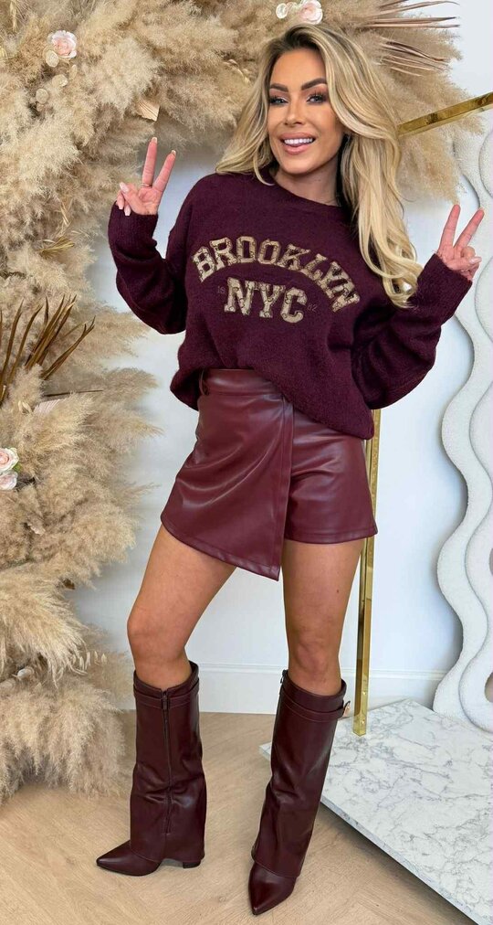 BROOKLYN GUC PRINT SWEAT 948 BORDEAUX