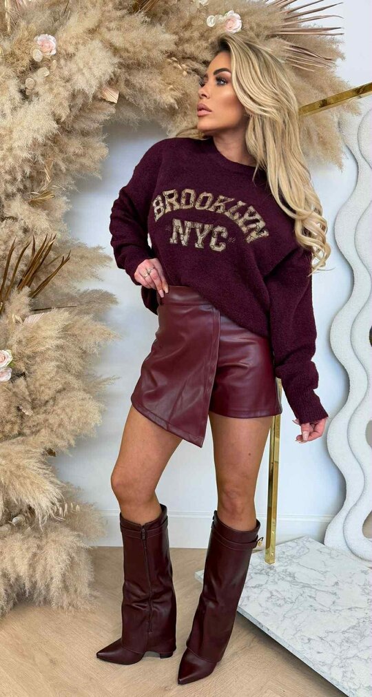 BROOKLYN GUC PRINT SWEAT 948 BORDEAUX