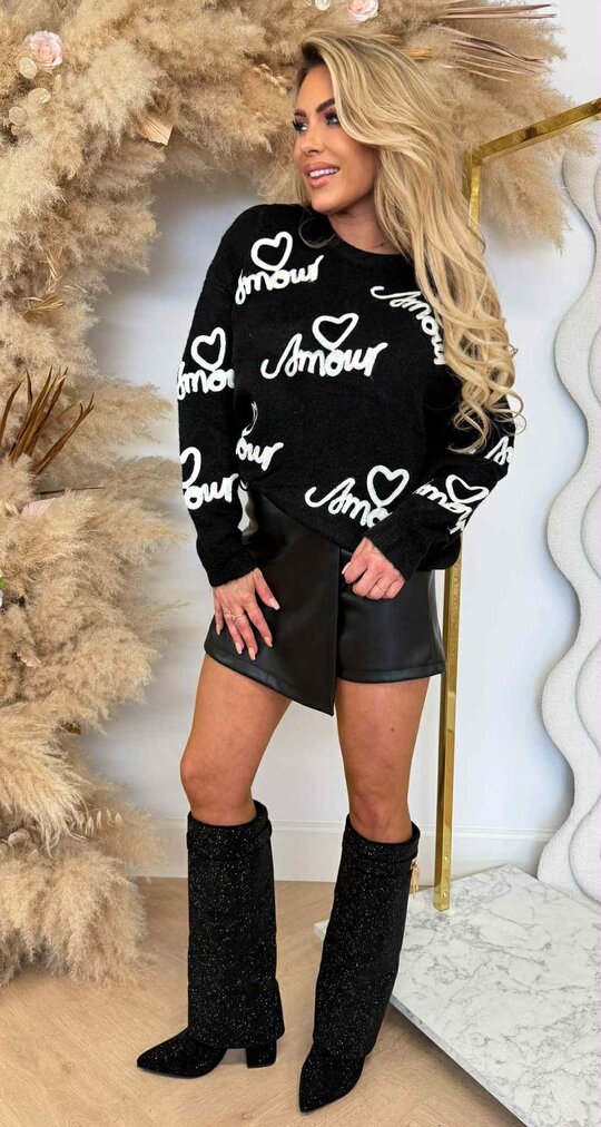 AMOUR LOVE SWEATER AM648 BLACK AMOUR LOVE SWEATER AM648 BLACK