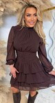 RUFFLE GAUZE DRESS 5339-40 BROWN RUFFLE GAUZE DRESS 5339-40 BROWN