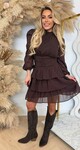 RUFFLE GAUZE DRESS 5339-40 BROWN RUFFLE GAUZE DRESS 5339-40 BROWN