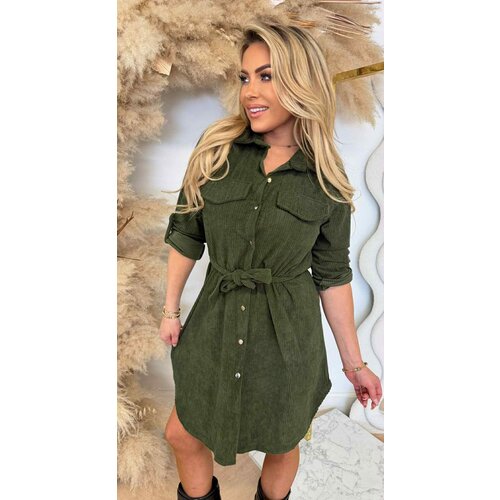CORDUROY LUS DRESS ARMYGREEN
