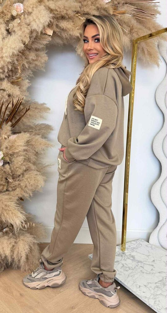 DANEE TEKST HOODIE SET TAUPE