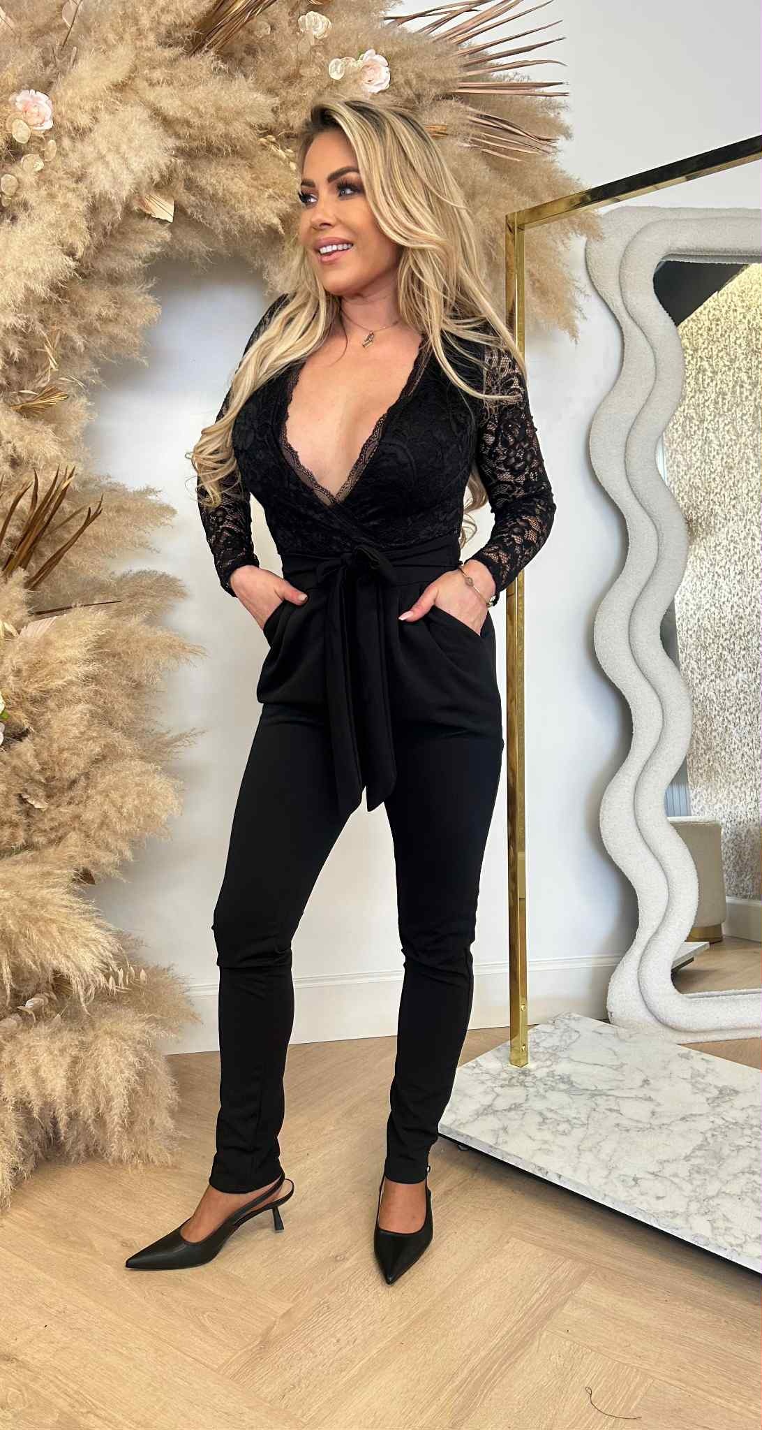V-HALS LACE JUMPER BLACK