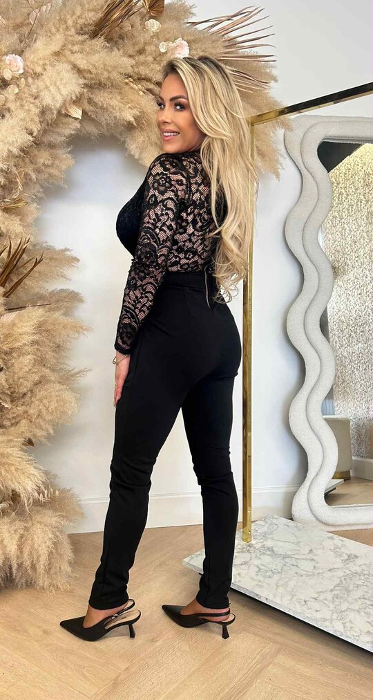 V-HALS LACE JUMPER BLACK