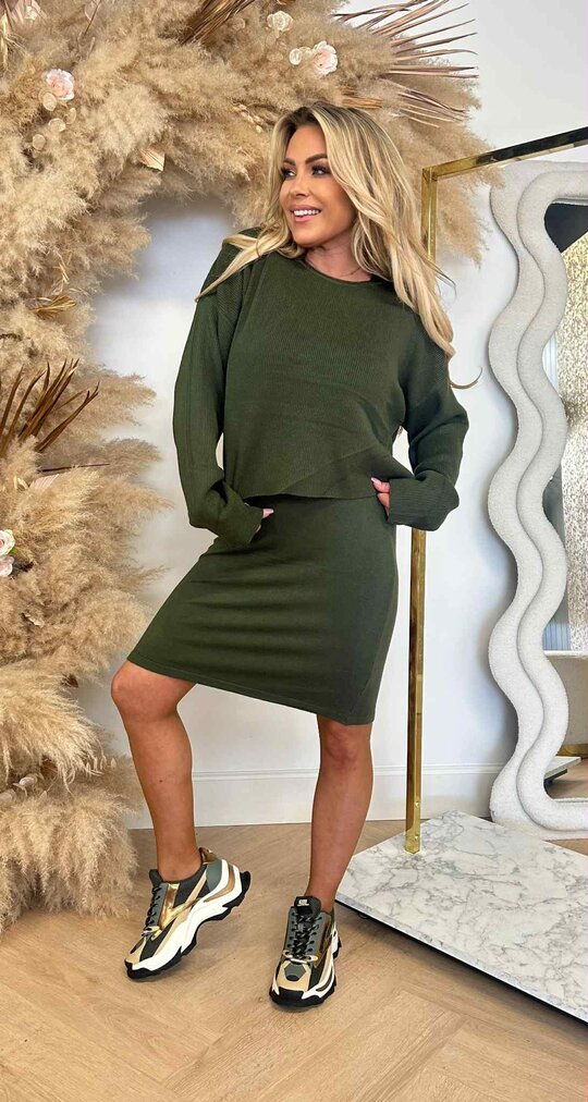 FLAIR MOUW SWEAT + DRESS 5598 ARMYGREEN FLAIR MOUW SWEAT + DRESS 5598 ARMYGREEN