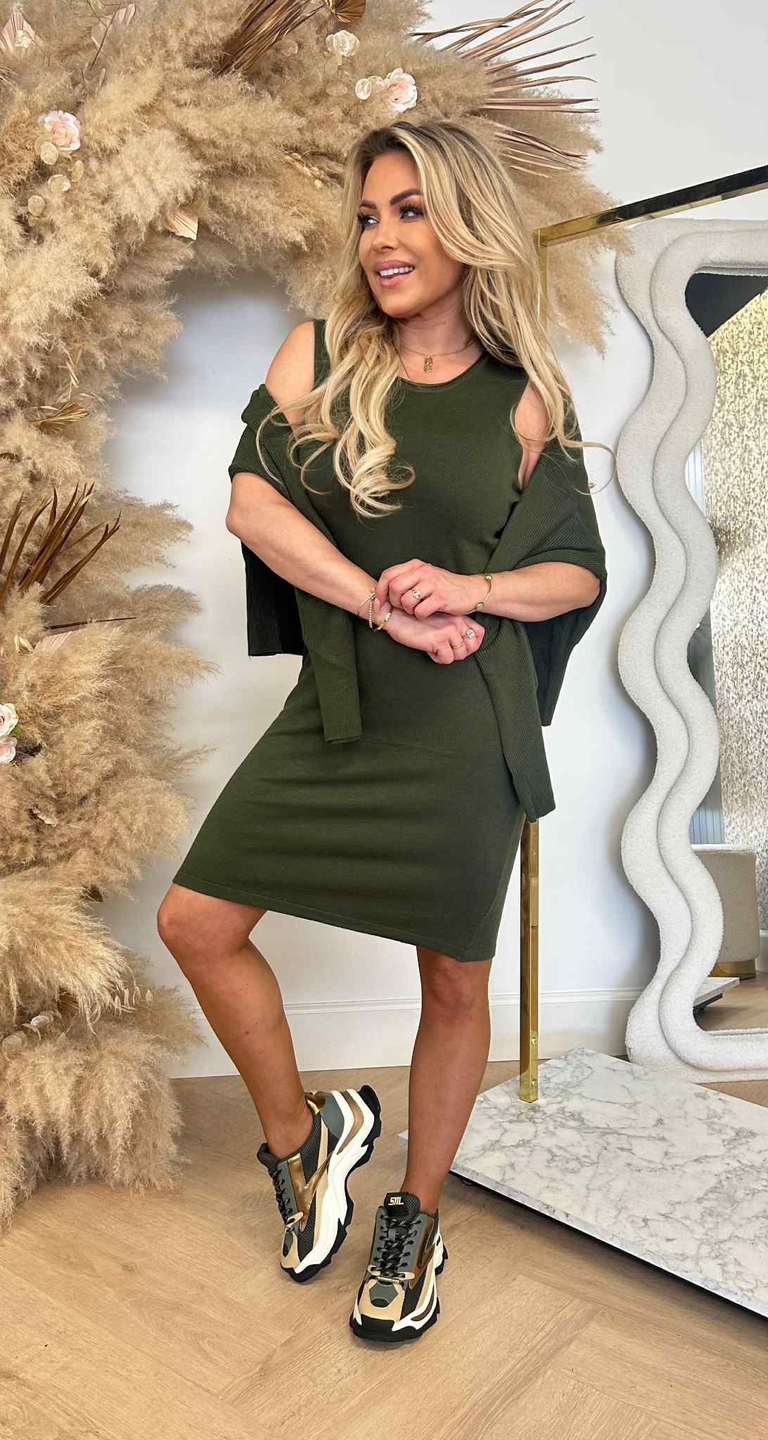 FLAIR MOUW SWEAT + DRESS 5598 ARMYGREEN