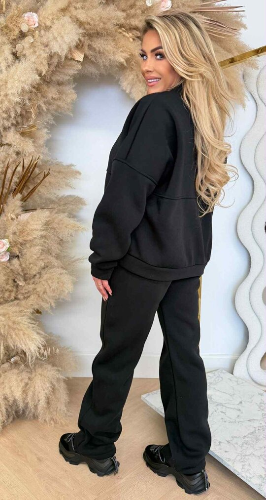 COZY ZIP FLEECE SET BLACK