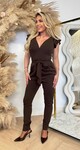 RUFFLY LACE JUMPSUIT CHOCO