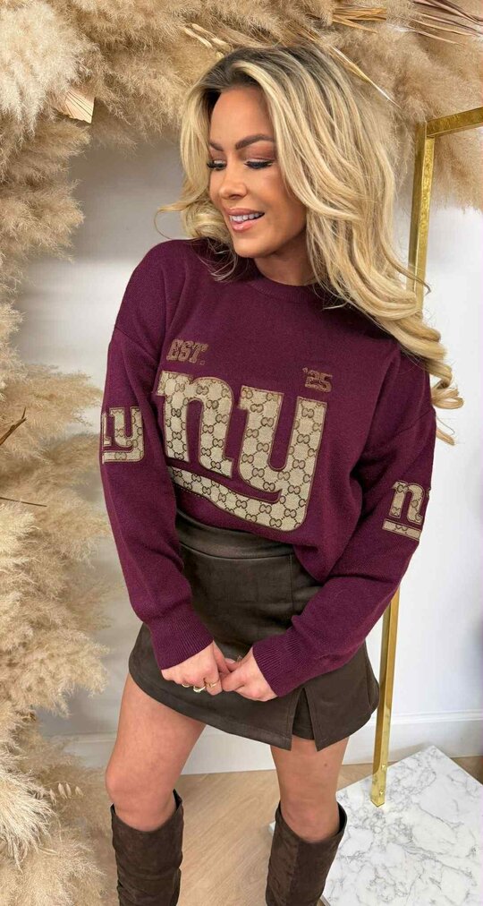 NY GUC PRINT SWEAT AM766 BORDEAUX