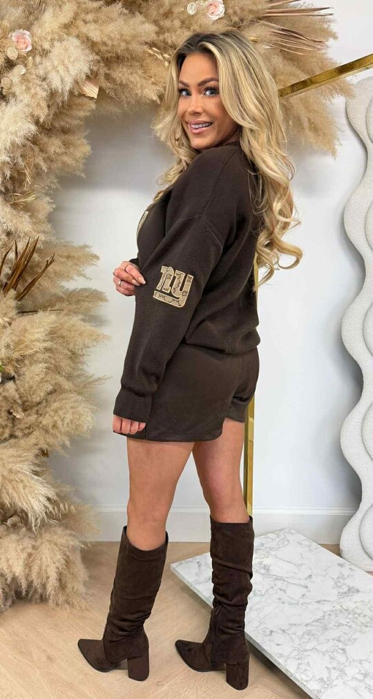 NY GUC PRINT SWEAT AM766 CHOCO