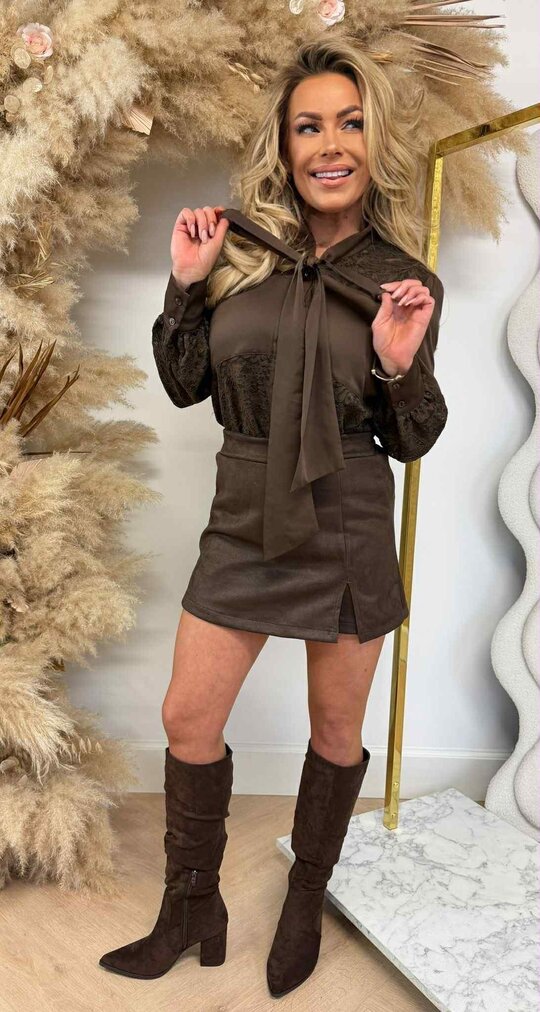 STRIK LACE BLOUSE 375 COFFEE