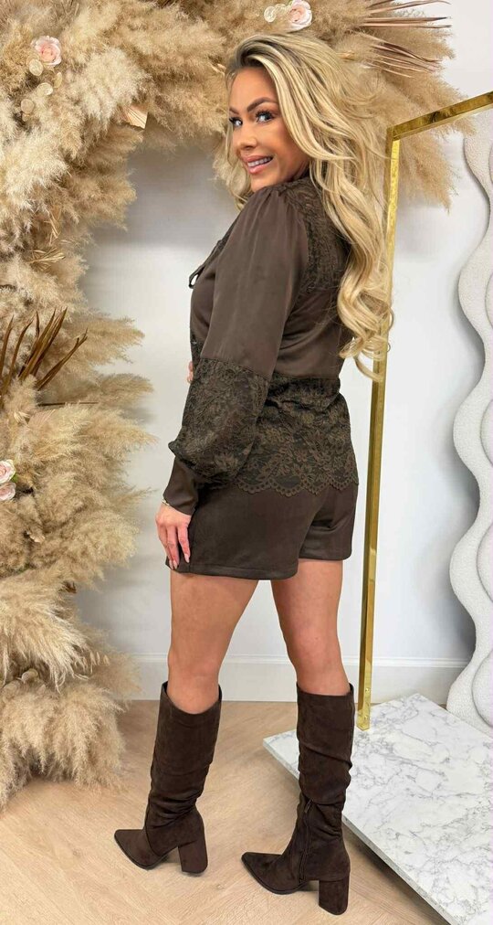 STRIK LACE BLOUSE 375 COFFEE