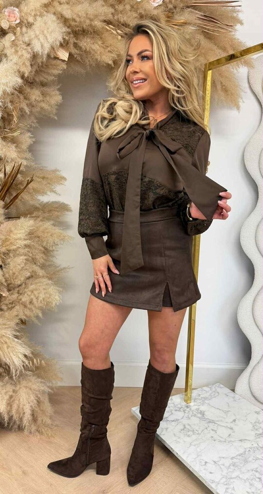 STRIK LACE BLOUSE 375 COFFEE