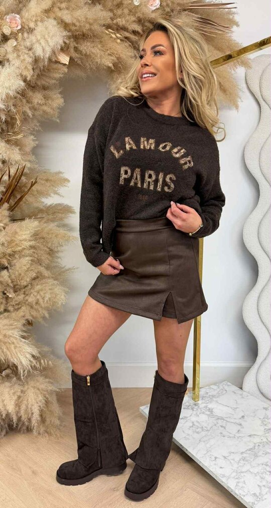 L'AMOUR PARIS GUC PRINT SWEAT 952 CHOCO