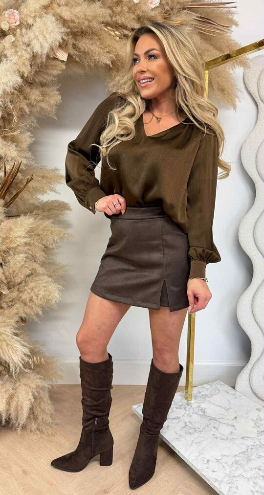 SATIN V GOLDY TOP 696 CHOCO