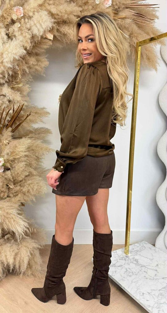 SATIN V GOLDY TOP 696 CHOCO