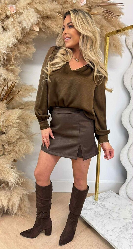 SATIN V GOLDY TOP 696 CHOCO