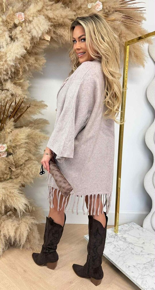 STUDIO FRINGE VEST TAUPE