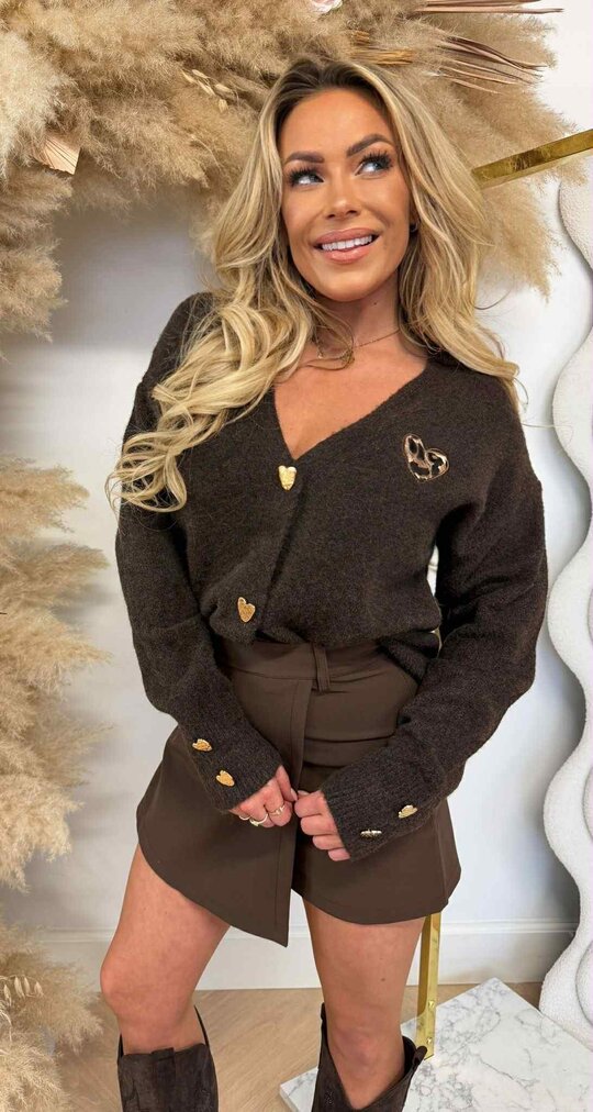 HARTJES LEOPARD VEST/SWEAT 812 CHOCO