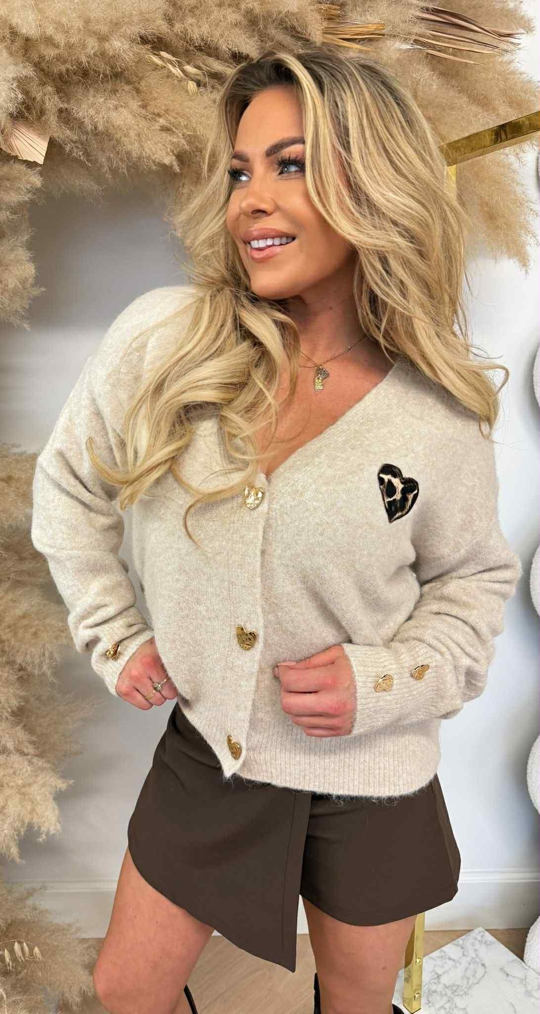 HARTJES LEOPARD VEST/SWEAT 812 TAUPE