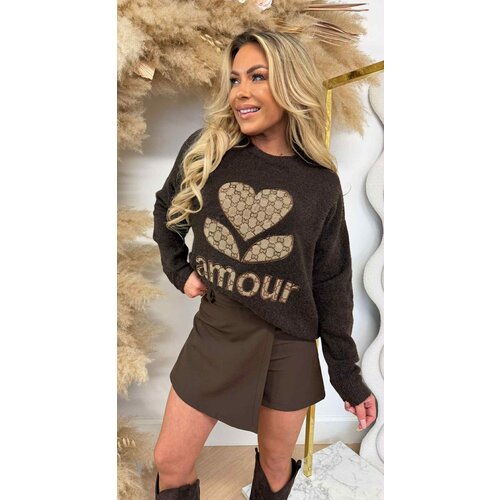GUC AMOUR PRINT SWEAT 806 CHOCO GUC AMOUR PRINT SWEAT 806 CHOCO